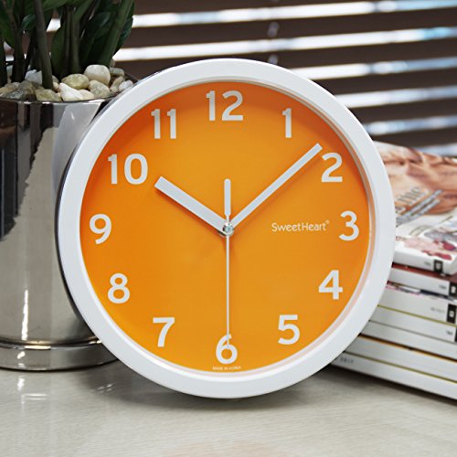 Decowall DSH-S22OR Nicht Tickende Stille Wanduhr Modern für Wohnzimmer Küche Büro (Orange, 22.5cm) - 4