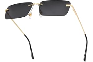 besbomig Gafas de Sol Sin Montura Rectangulares para Mujer Hombre Vintage Gafas de Moda con Protección UV400