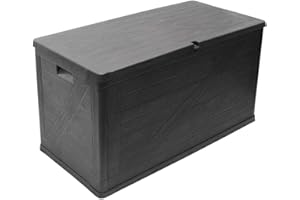 Toomax baule multibox wood da esterni, finitura effetto legno, colore antracite, dimensioni 120x56x63h cm, volume da 420 litri, protezione anti UV.