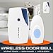 Produktbild Türklingel,Hffan Wireless doorbell Tür Chime Kit mit 1 Empfänger & 1 Wasserdichte Sender Türklingel für Zuhause Door Bell 36 CHIME Home Cordless Portátil 100M Gama Timbre Digital (1PC, Weiß)