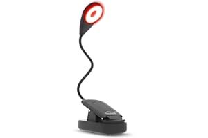 KILOMVIK Lampara Luz Roja nocturna melatonia - Luz Roja Nocturna 0% Luz Azul, Flicker Free y Sin parpadeos - Cuello Flexible 360° y Pinza Antideslizante – 3 modos intensidad