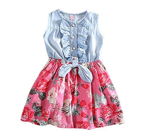 niceEshop(TM) Baby Girl Princess Sleeveless Denim Splice Sun Party Dresses