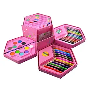 Karic Colors Box Color Pencil ,Crayons , Water Color, Sketch Pens Set of 46 Pieces Color & Design for Kids Creativity