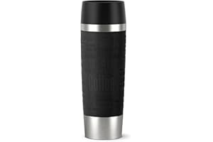 ‎EMSA Emsa Travel Mug Classic Grande Thermobecher, 500 ml, Isolierbecher hält 6h heiß, 12h kalt, auslaufsicher, Quick-Press-Verschluss, 360 Grad-Trinköffnung, Kaffeebecher to go, Schwarz, 515615