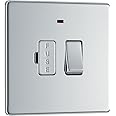 BG Electrical Switched Fused Connection Unit with LED Power Indicator, Fused Spur Switch, Double Pole, Screwless Front Plate, Slim Profile, Premium Flatplate, Polished Chrome, 13A, FPC52
