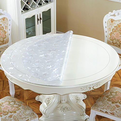 Rainbow PVC transparent soft glass tablecloth circular tablecloth waterproof anti burn oil-free household table mat (Size : 2mm-80cm)