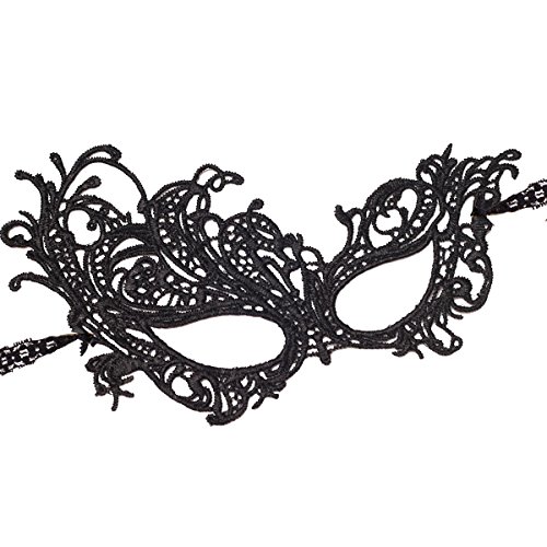 KAKOO 8 Modell Venezianische Maske Damen Spitze Augenmaske Gothic Maskerade Gesichtsmasken für Maskenball Kostüm Karneval Party Schwarz - 7