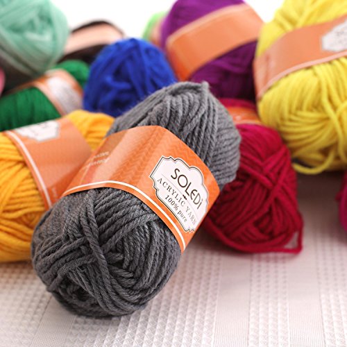 SOLEDI Premium Acrylgarn Handstrickgarn Häkelgarn  Acryl zum Stricken Häkeln 20 Farbe 25g pro Farbe - 4