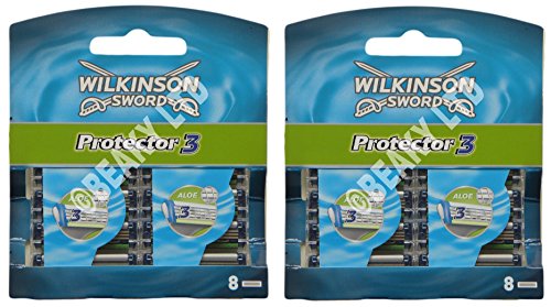 Genuine Wilkinson Sword Protector 3 Razor Blades (Value 16 Pack)