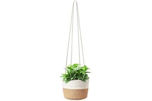 YANJINGHE Pot de Fleurs à Suspendre en Corde de Jute, Suspendu Panier Tissé, Pots de Plantes, Jardinière Suspendue en Corde, Panier Jardinière Suspendue Pot pour Plantes, Décoration Intérieure ou Extérieure(M)