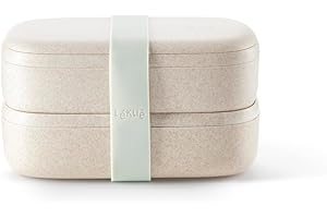 Lékué Lunch Box Organic, Recipiente doble para transportar alimentos Beis, almuerzos y comidas en el trabajo o fuera de casa,