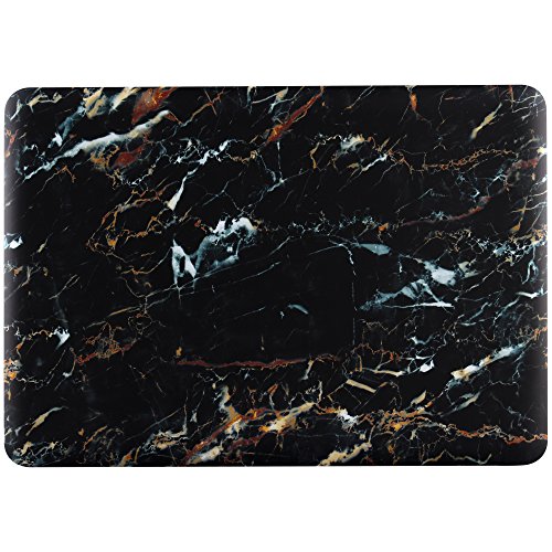 iDOO MacBook Schutzh  lle   Hard Case Cover Laptop H  lle  F  r MacBook Air 13 Zoll  A1369 A1466  - matt  Schwarzer Marmor  mit gold-blauer Maserung 