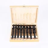 Empaquetado en caja de madera 8pcs de hierro de titanio acero de alta velocidad HSS Twist Drill Bit Set para portátil taladros y taladro prensa máquina, 14 mm/16 mm/17 mm/18 mm/19 mm/20 mm/22 mm/25 mm de brocas en caso de madera