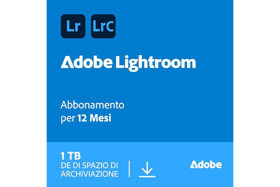 Adobe Lightroom incl. Lightroom Classic 1TB | Editor foto AI | 1 Anno | PC/Mac |Download Digitale