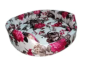 Poofy's Pet Island Dog and Cat Round Shape Multicolor Poland Fabric Ultra Soft Reversible Bed Small