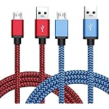 Micro USB Cable 2 Pack 3ft, BeneStellar Premium Nylon Braided Micro USB Ultra Durable 2.4 A High Speed Fast Charger Cables for Samsung Galaxy S6 / S7 / S7 Edge, HTC, Huawei, Sony, Nokia, Kindle, Android Smartphone and More (3ft / 0.9m, Red &amp; Blue)