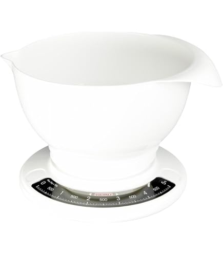 Salter Bilancia da cucina meccanica senza tempo – capacità di 5 kg, ciotola lavabile in lavastoviglie da 1 litro, design classico, quadrante a cifre grandi di facile lettura, 22cm, sage