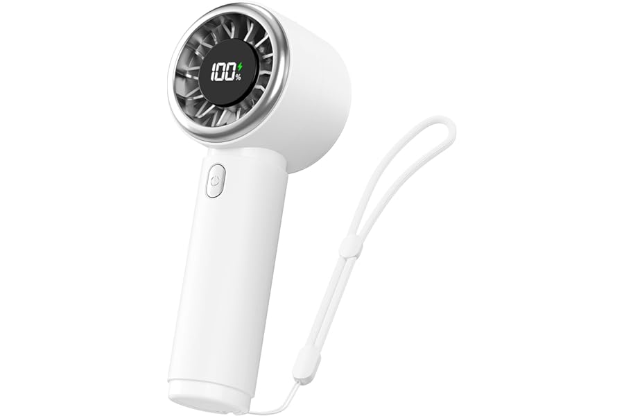 Bearwind Mini Fan Portable - Cute Handheld Turbo Fan with Rechargeable Battery, 5 Speeds, Small Hand Personal Travel Essentials for Women, Girls, Kids, Lash, Makeup - White