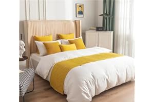Morbuy Bed Runners Holland Velvet, Scarf Bedspread Bedroom Scarves Home Decoration Bed Scarf Hotel Luxury Protection for Bed Cover Single Double King Size (Mustard yellow,45X240cm for 180cm bed)