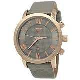 Mächtige NY London Business Herren-Uhr Analog Quarz Leder Armband-Uhr Grau Rose-Gold mit Datumsanzeige Silbernes Carbon Muster Ziffernblatt Römische Zeiger