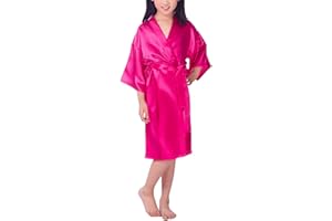DCUTERQ Ragazze Bambini Raso Di Seta Accappatoio Kimono Wedding Party vestaglia da sposa Lingerie Sleepwear Robe