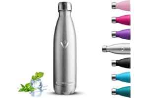 GRSTA Borraccia- 500 ml- Borraccia Termica, Senza BPA, Borraccie Acciaio Inox, Senza Perdite, Borracce Metallo, Acciaio Inossidabile 18/8, Bottiglia Termica per Scuole, Campeggio, Uffici, Viaggio, Caffè