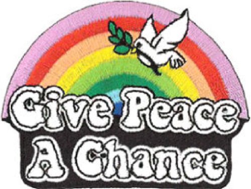 Give Peace a Chance (Rainbow) embroidered Patch 8cm X 6cm (3" X 2 1/4")