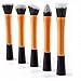 EVERMARKET 5 Pcs Pro Techniques Premium Synthetic Kabuki Makeup Brush Set Includes Foundation, Blush, Bronzer, Concealer, & Mineral Brushes (Gold)