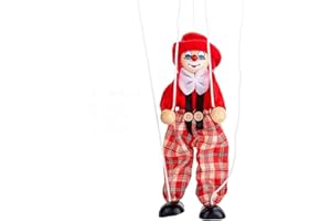 XGOPTS Marionette Holz Clown Puppe Eltern-Kind Steuerbar Robust Puppet Hängend Deko Lustig Clownpuppe Pull String Halloweendeko Weihnachten Halloween Geburtstag Geschenke