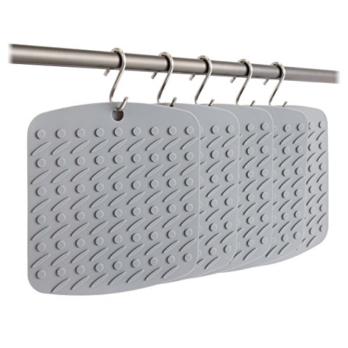 Oxid7® Topf-Untersetzer aus Silikon | 5er Set | Hitzebeständig | Spülmaschinenfest | Topflappen flexibel 18 x 17 cm | Farbe: Einfarbig Grau - 3