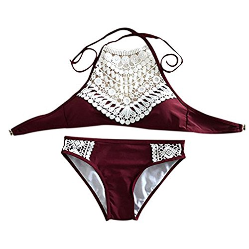 YaoDgFa Strand Damen Bikini Set Bademode Badeanzüge Bikinis für Frauen Mädchen Bandeau Neckholder Push Up