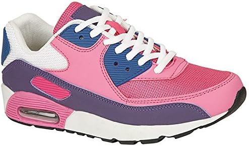 Ladies Concept Air Bubble Max 90 Running Trainer RUSHOUR Fitness Shock Absorbing Sports Gym Shoes Size 3-8 (UK 4, Fuchsia/Purple/White)