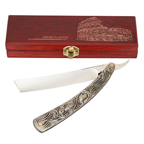 Witasm Straight Razor Set Cut Throat Barber Razor Shavette with Gold Handle & Rose Wood Case