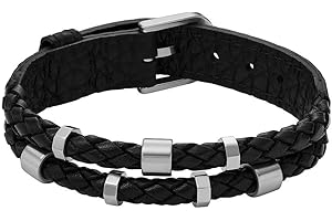 FOSSIL Casual texture Herrenarmband aus Leder oder Edelstahl mit Magnet-, Falt- oder Schnallenverschluss