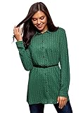 oodji Collection Mujer Túnica de Viscosa con Cinturón, Verde, ES 38 / S