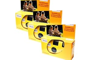 1A PHOTO PORST Topshot Lot de 3 appareils photo jetables Jaune (27 photos chacune, avec flash)