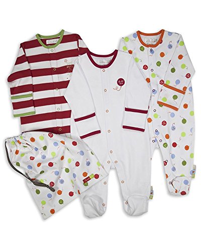 The Essential One - 3 Pack Baby Unisex Bright Sleepsuits Babygrows- Red - Newborn - ESS131