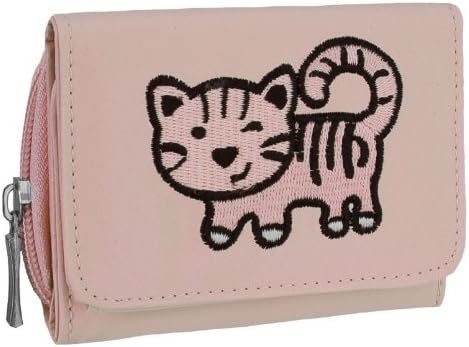 Womens Embroidered Nylon Cat Design Purse