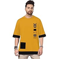 JUGULAR Men's Cotton Printed Round Neck Loose Fit Oversized T-Shirt | Hip Hop Casual T-Shirt