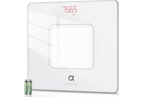 arboleaf Scales for Body Weight, Digital Bathroom Scales Weighing Scales with Clear LED Display, High Precision Sensors Accurate Electronic Weight Scales, Tempered Glass Digital Scale, Step-On, 180kg