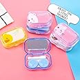 kunya® Travel Contact Lens Case Box Mini Cartoon Square Plastic Contact Lens Case Easy Carry Mirror Container Holder, Multicolour (Cute Animal)