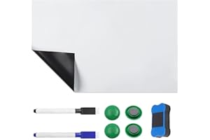 QTKSCEADLNCE A5 Whiteboard Folie Magnetisch, Magnettafel Kühlschrank Abwischbare DIY Magnetisches Whiteboard Terminplaner Wiederverwendbar Mit 2 Marker 1 Radiergummi 4 Magnete für Notiztafel Meeting Planungstafel