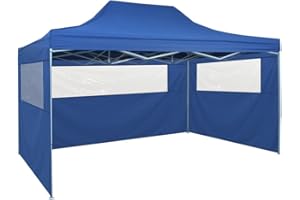 Festnight Carpa Impermeable Desplegable con 4 Paredes Marquesina 3x4,5 m Azul