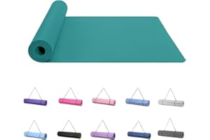 Good Nite Yoga Mat Exercise Mats Workout Pilates Fitness Mat for Women Men Non-Slip Thick 6mm High Density Gymnastics Mats with Carry Strap Tpe 183 x 61 x 0.6cm