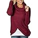 Produktbild BaZhaHei Damen Asymmetrisch Cardigan Gestrickt Einfarbig Strickjacken Lose Strickmantel Tunika Kimono Rollkragen Gefüttert Zopfmuster Outwear Tops Bluse Langarm Unregelmäßig Sweatshirt