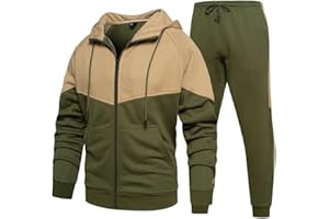 AOTORR Mens Tracksuit Set Full Zip Hooded Jacket Jogging Tops Bottoms Sweatshirt Suit with Pockets