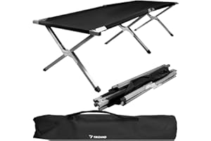 TRIZAND Lit de camp pliable, résistant, stable, confortable, jusqu'à 110 kg, sac de transport, lit d'invité, camping, noir 23190