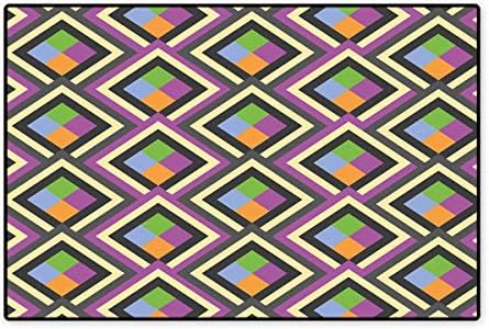 Abstract Door Mat Small Rug Geometric Pattern with Inner and Outer Square Shaped Figures Artful Graphic Print Bath Mat for Bathroom Mat 16"x24" Multicolor