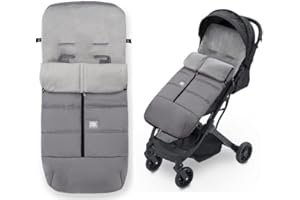 DANIELSTORE Saco Silla de Paseo Universal Polar de Invierno, Cabezal Ajustable, Transpirable e Impermeable Saco Carro Desmontable con Cremallera (Gris Liso)