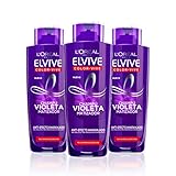 L'Oréal Paris Elvive Color Vive Champú Violeta Matizador para el Pelo con Mechas, Rubio, Decolorado o Gris - Paquete de 3 x 200 ml - Total: 600 ml